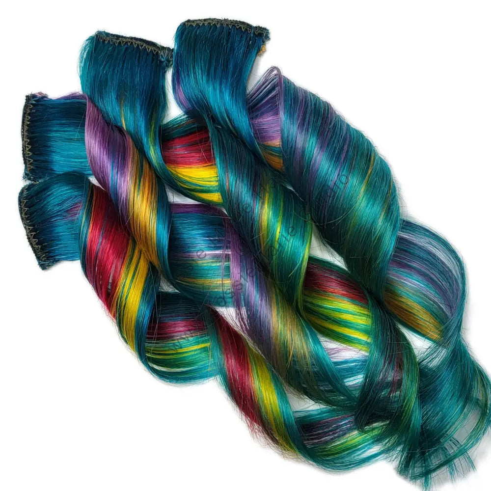 turquoise blue clip in human hair extensions