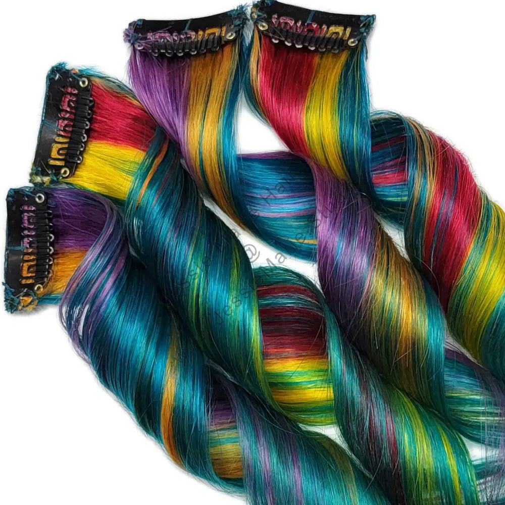 aqua teal rainbow hair styles