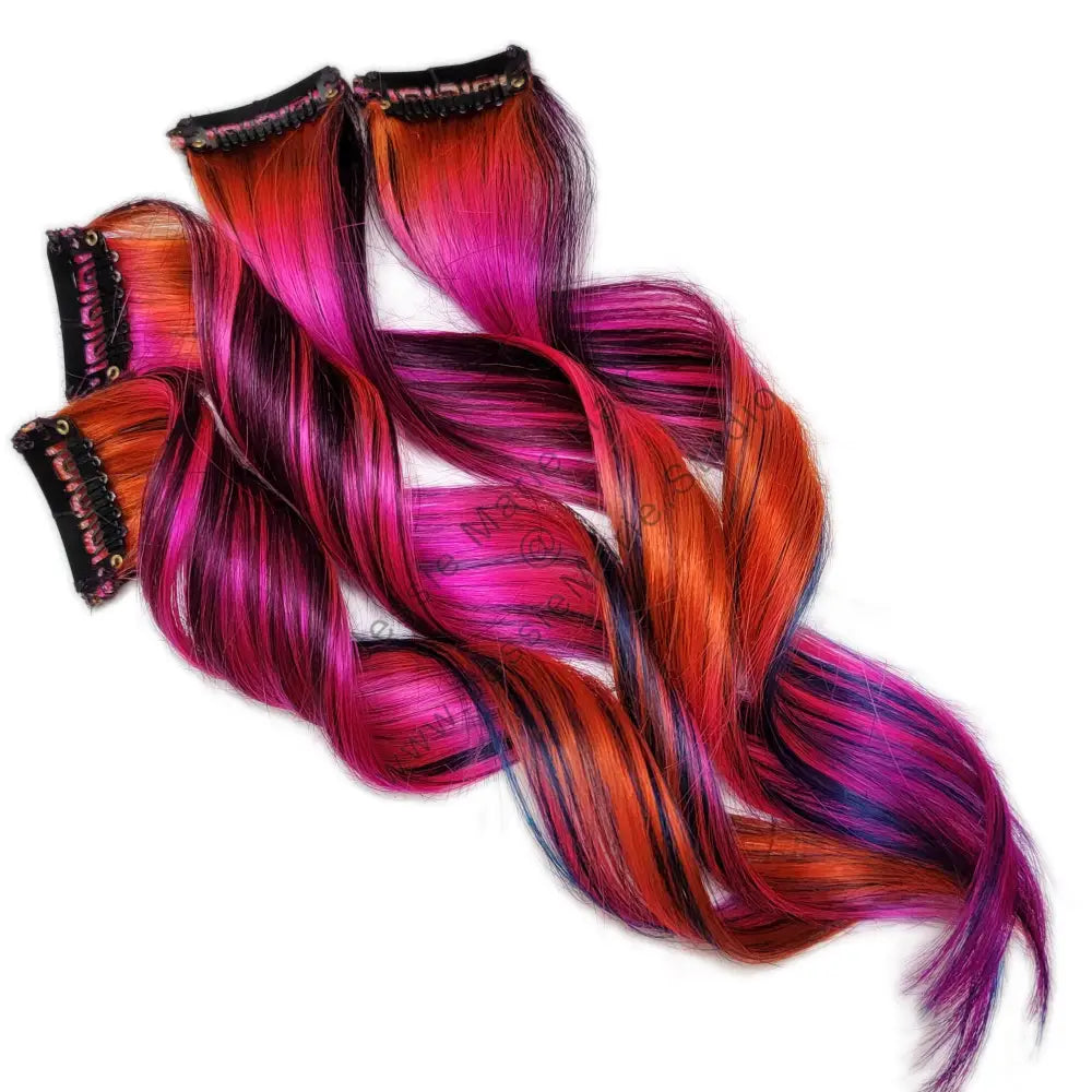 orange pink blue and purple hair