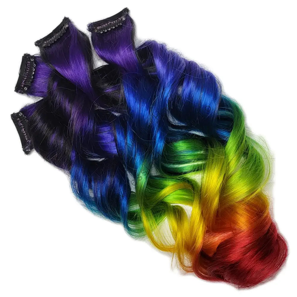 curly purple rainbow ombre hair