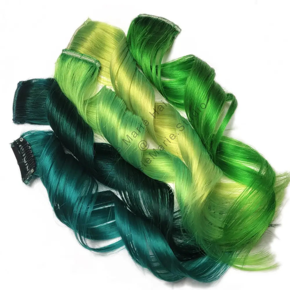 green colored clip in human hair extensions - st. paddy's day st. patty's day hairstyles