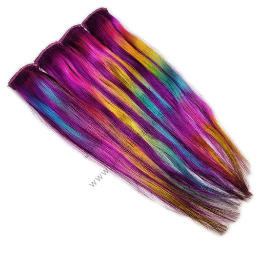 Purple clip in human hair extensions