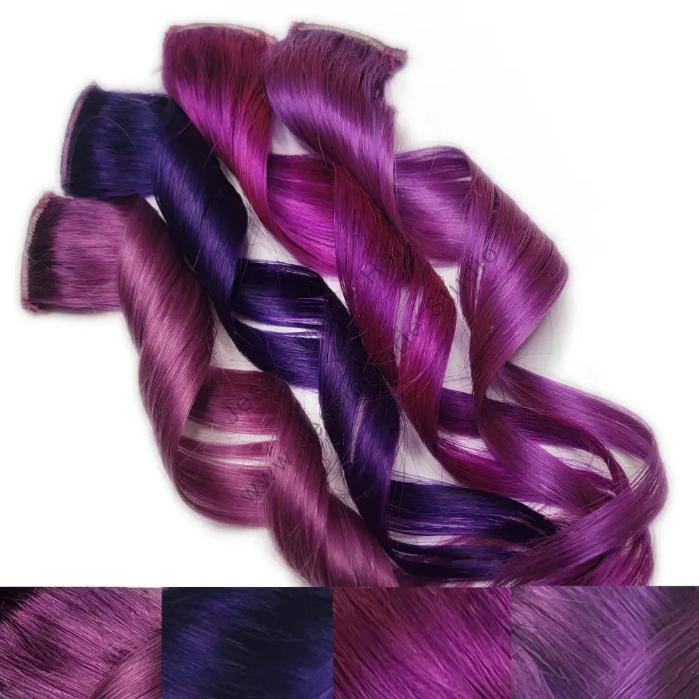 purple colored highlights for dark brown black and blonde hair