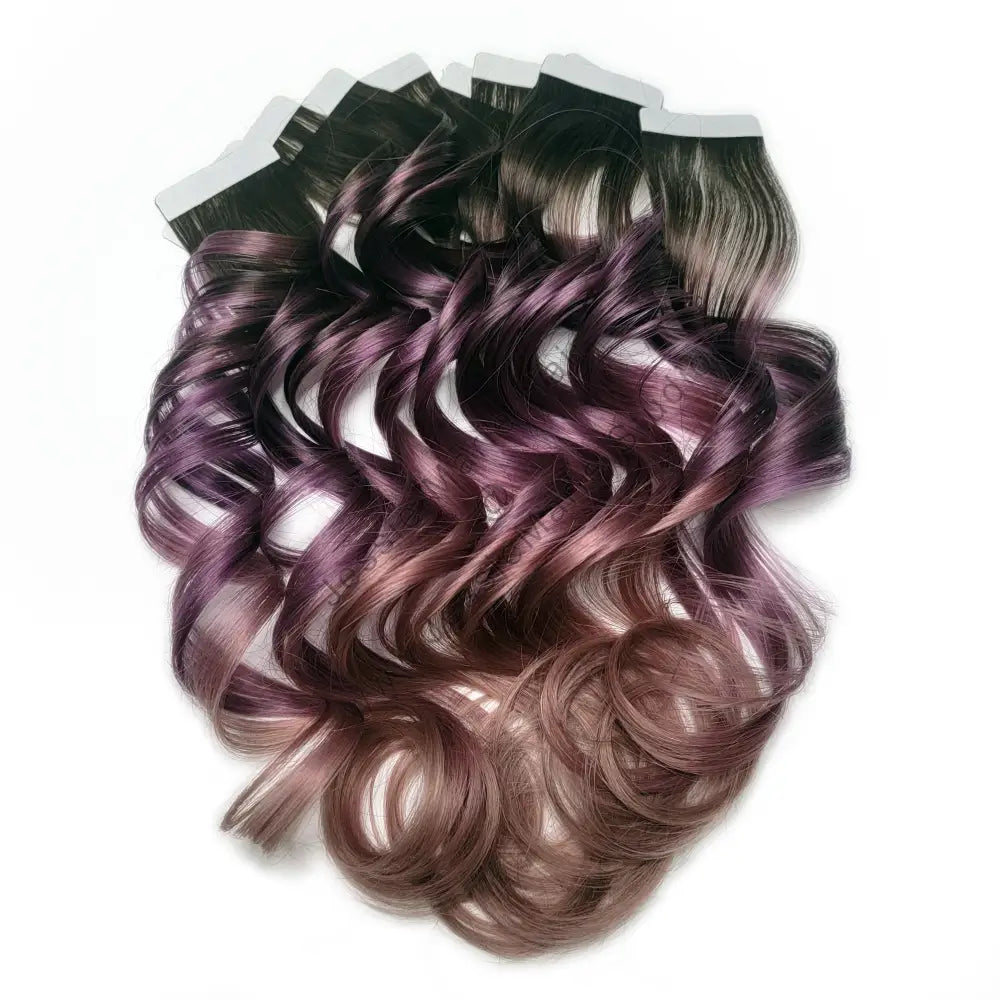 Purple and pink ombre hairstyle for brown hair