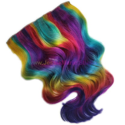 Rainbow Colored Halo Human Hair Extensions